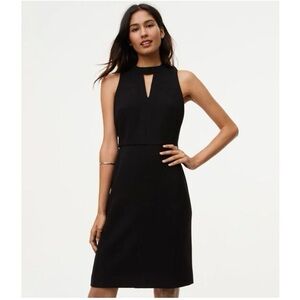LOFT Black Sheath Midi Dress Halter Neckline